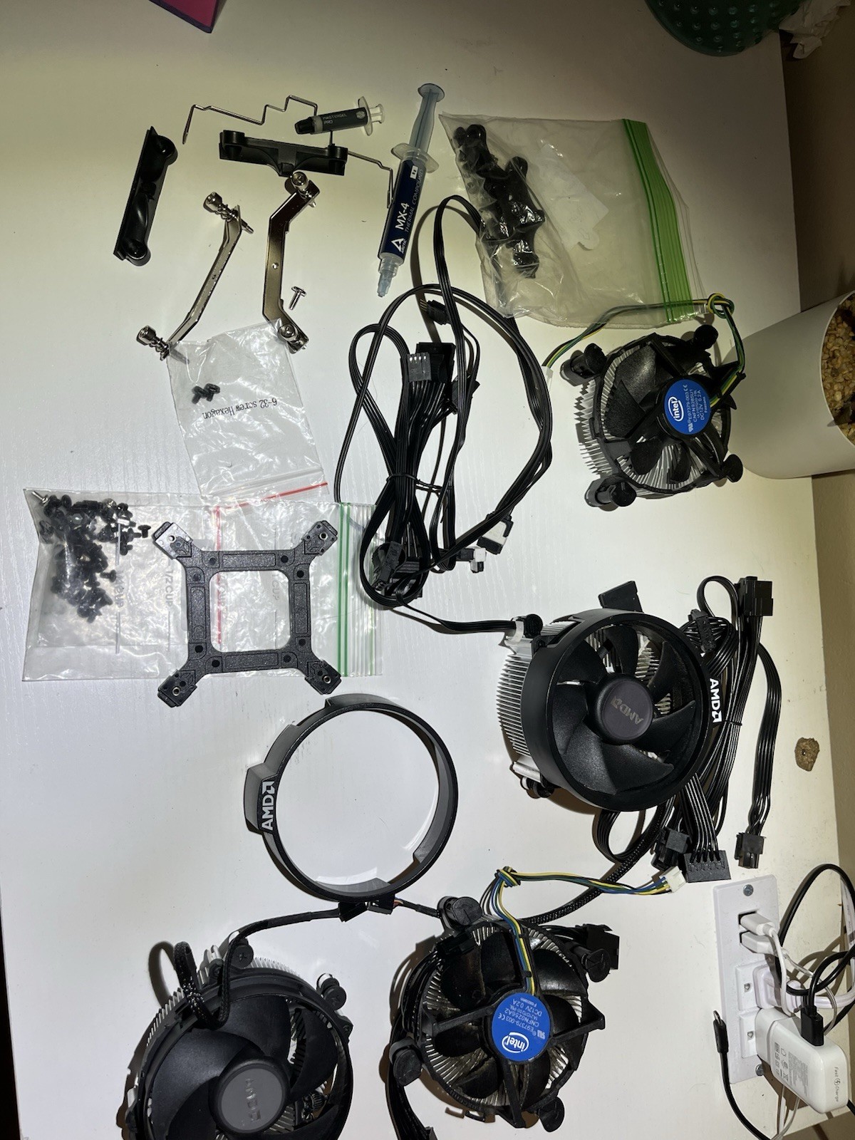 Intel AMD CPU Fan with Heatsink Lot, Mounting Hardware, LOT with misc parts 