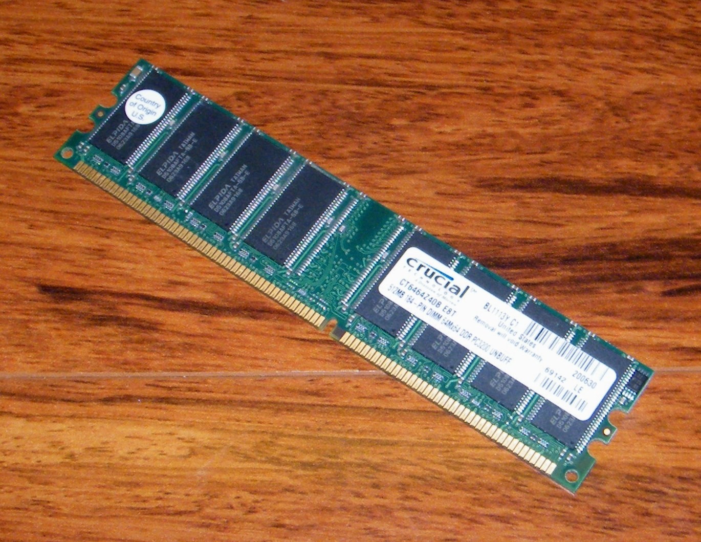 Genuine Crucial (512 MB) PC Desktop Memory DIMM DDR PC3200 (CT6464Z40B.E8T)