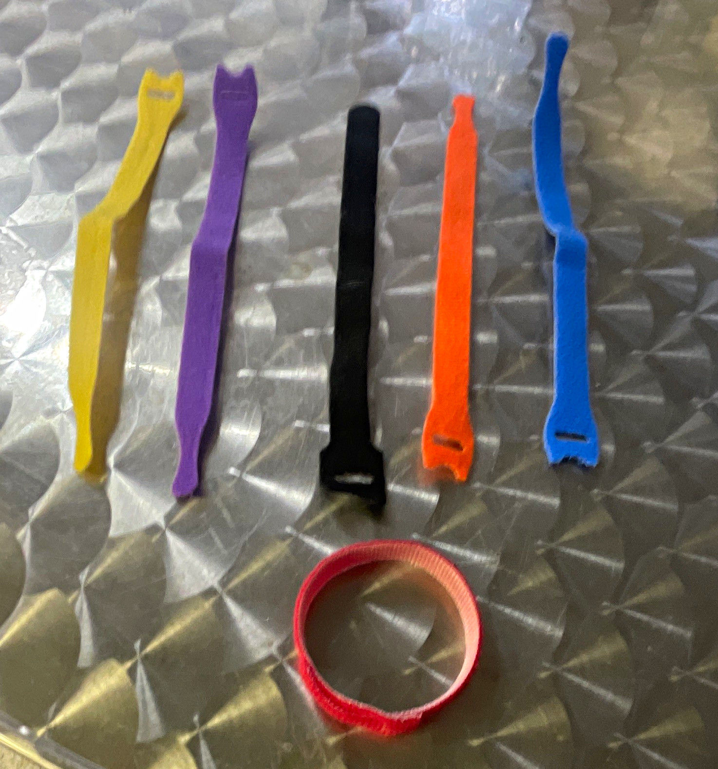 Multicolor Reusable Adjustable Hook & Loop Cable Ties 6 Pack 8 in x 3/4 in