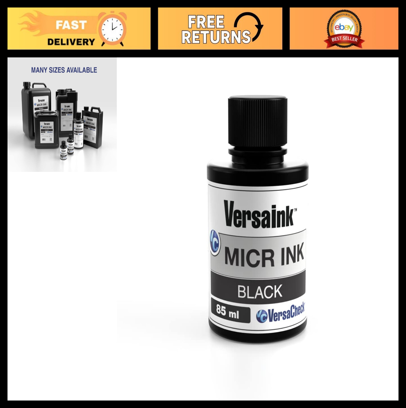 Magnetic MICR Ink 85ml for Check Printers & All-in-One Inkjets - High Quality