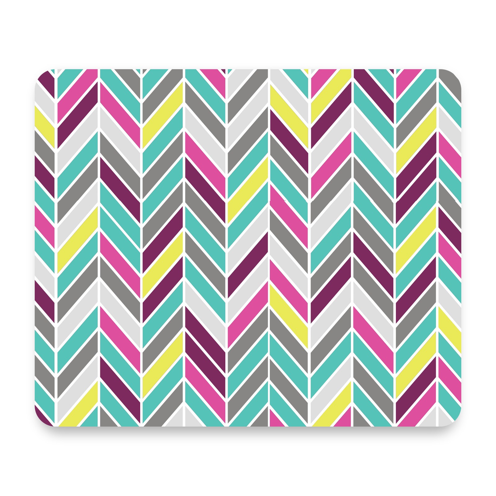 Pink Teal Purple Herringbone Pattern Yellow Grey Geometric Zigzag Mouse Pad