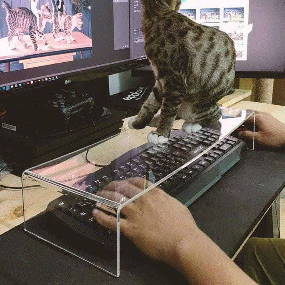 Clear Acrylic Keyboard Cover Protector Anti Cat Monitor Stand Bridge