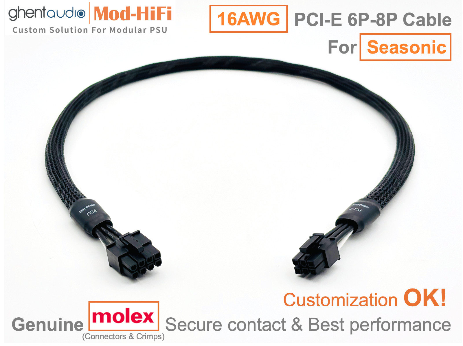 ⚡️16AWG PCI-E GPU 6P Cable for Seasonic PRIME Titanium TX1300 ...-📏70cm/27 inch