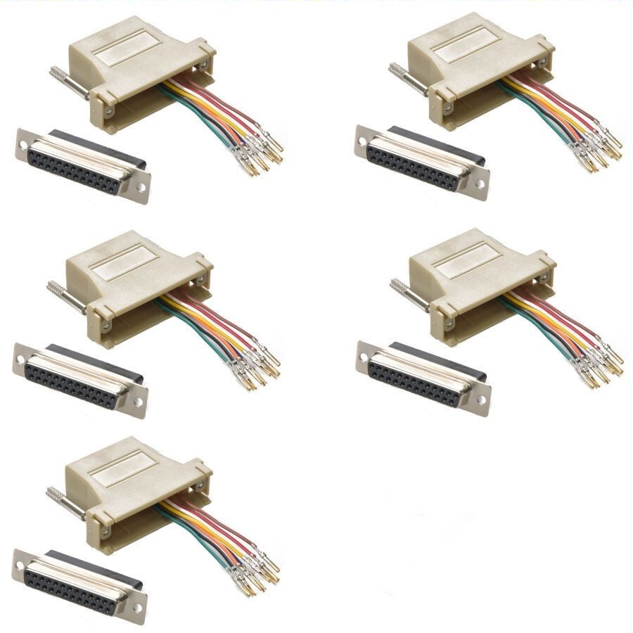 5x DB25 Female to RJ45 Network 8P8C Modular Adapter Converter Connector Serial