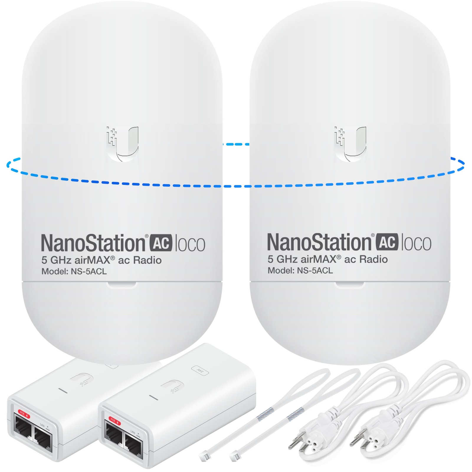 Wireless Bridge LOCO5AC Pre-Configured Bundle 2 Nanostation LOCO 5AC Point