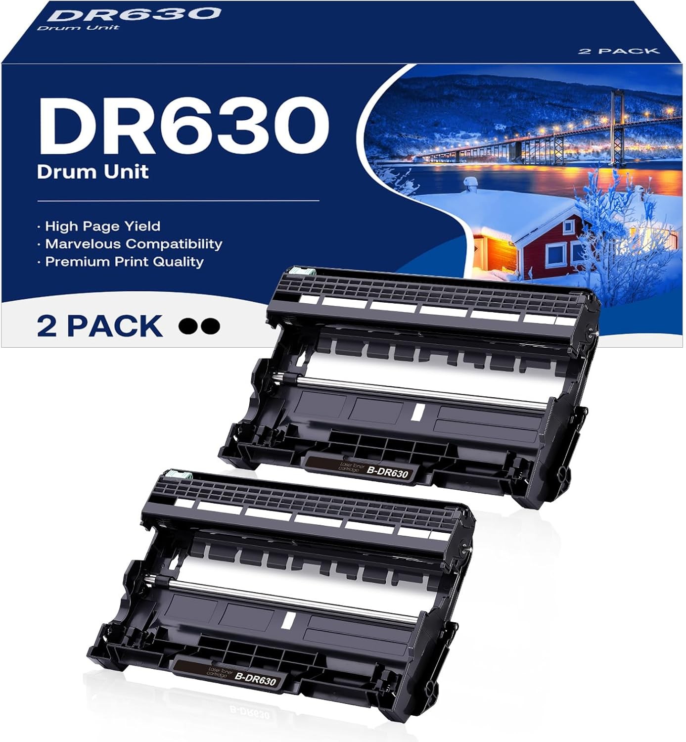 DR630 Drum Unit High Yield Compatible for Brother DR 630 DR-630 2 Black 