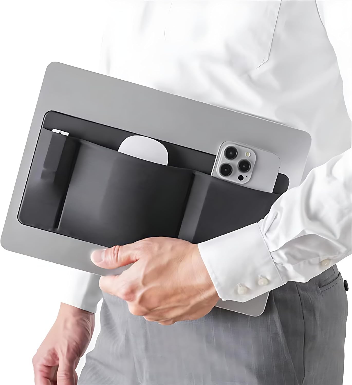 Sturdy Compact Removable Tear-Resistant Secure Stick-On 3-Pocket Organizer Pouch