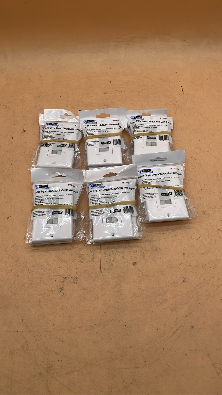Vanco 120817X Decor Style Brush Cable Pass Through Wall Plate Bulk Lot of 6