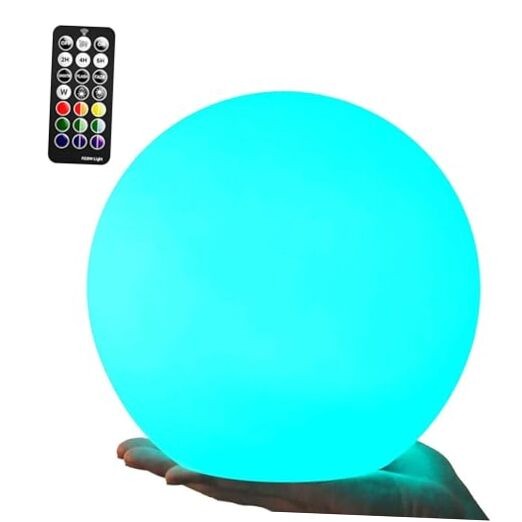 8-inch LED Night Light Ball: 16 RGB Colors and Dimmable Globe Light with
