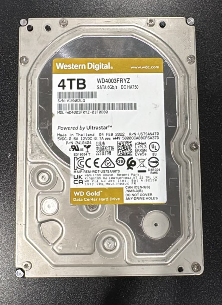 Western Digital WD Gold 4TB 3.5" Data Center Hard Drive WD4003FRYZ – SATA 6Gb/s