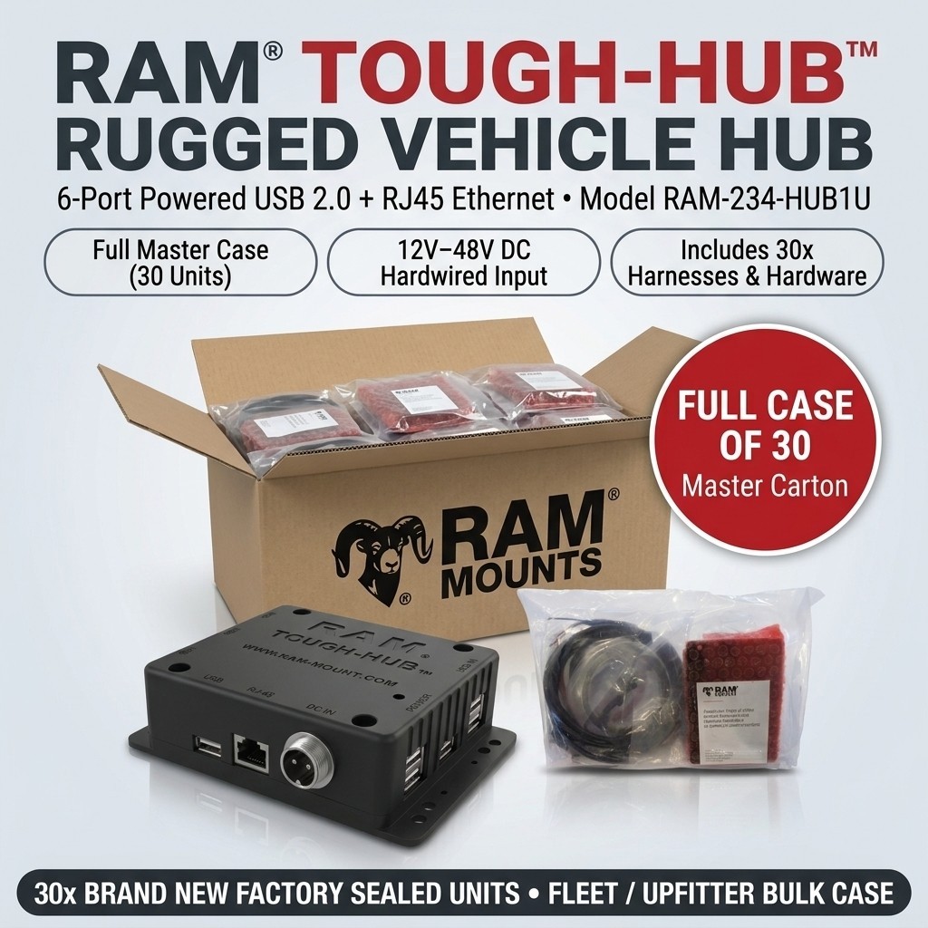 CASE OF 30 RAM Mounts Tough-Hub 6-Port USB Vehicle Hub 12V-48V RAM-234-HUB1U