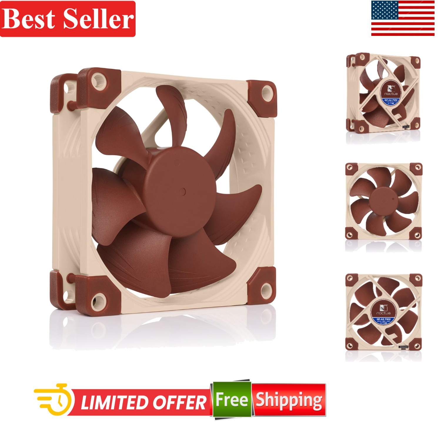 Quiet 80mm Fan 4-Pin PWM 12V Compatible With Desktop PC NAS