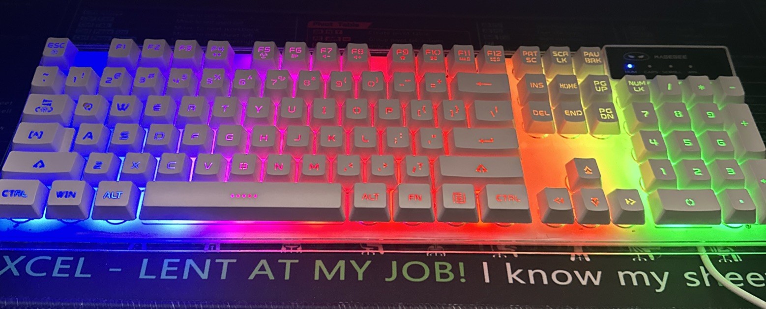 MageGee Gaming Keyboard/Mouse Rainbow Backlit LED Wired USB Model K1- White
