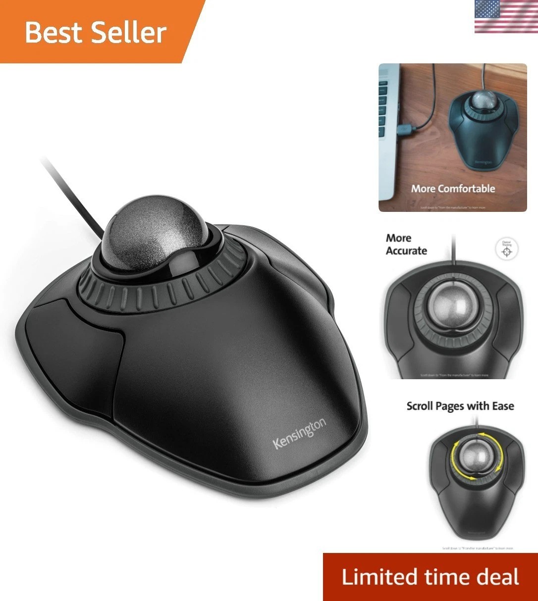 Orbit Trackball Mouse with Scroll Ring K75327WW, Black-Grey
