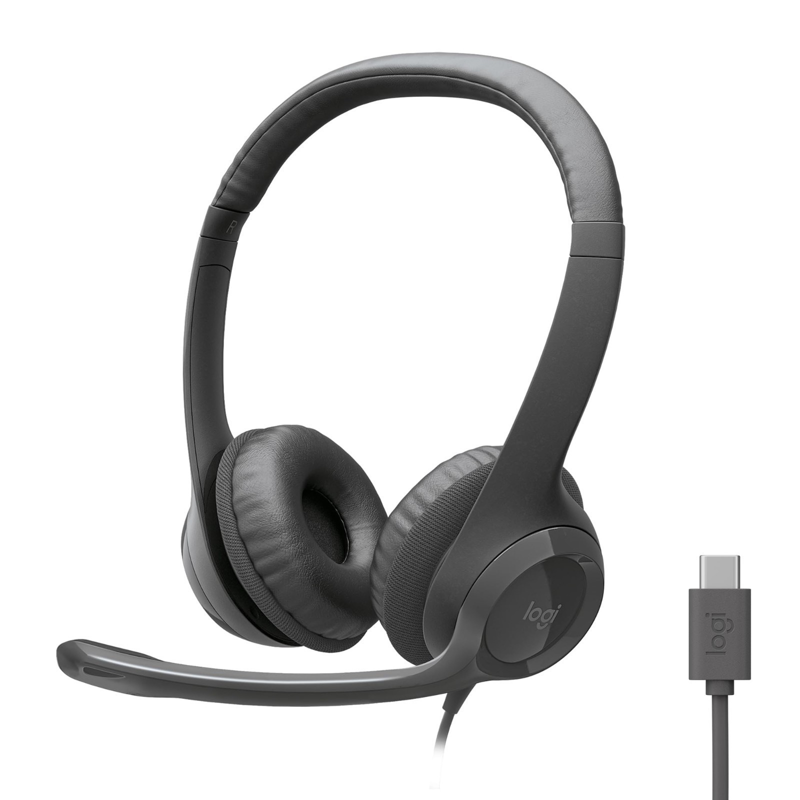Logitech H391 Wired Headset PC/Laptop Stereo Headphones, USB-C, Graphite