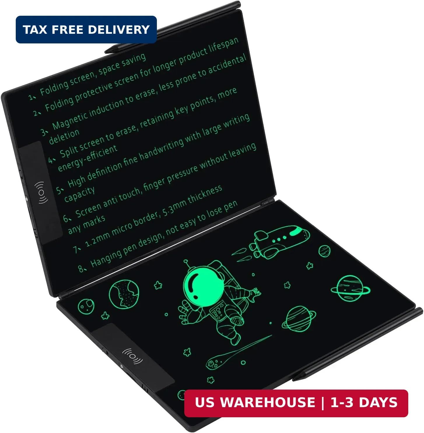 14.3in Foldable LCD Writing Tablet, Reusable Digital Notepad with Lock