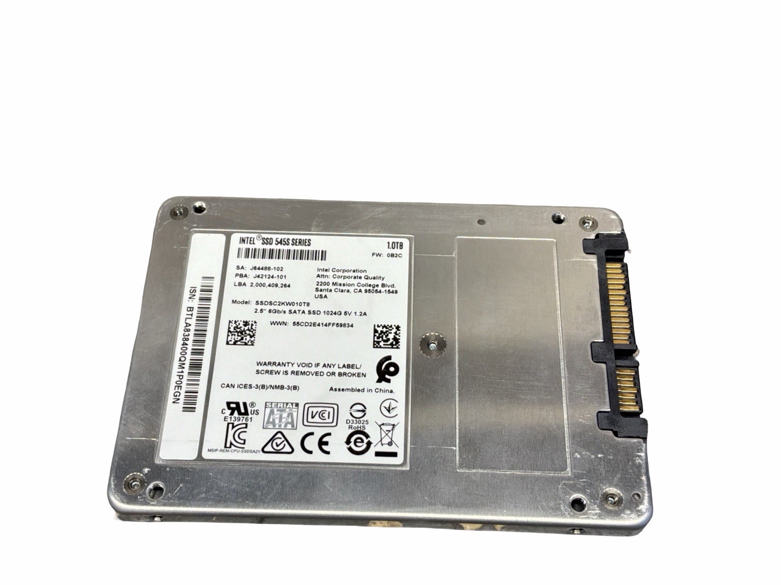 INTEL SOLID STATE DRIVE  545S SERIES 1.0TB SSDSC2KW010T8  90% HEALTH