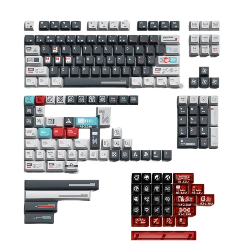 183Key Keycap Set Featuring heat Sublimated Moon Program for Mechanical Keyboard