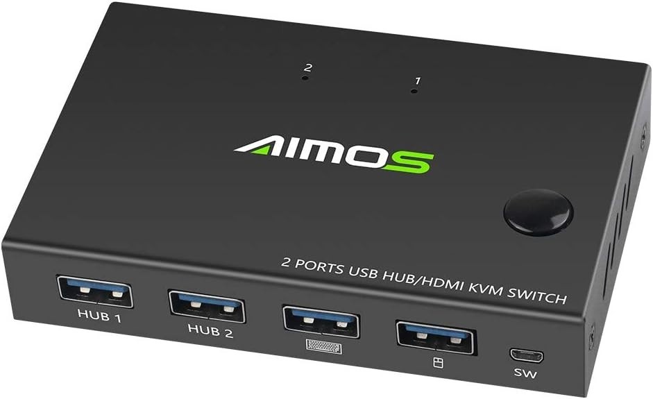 Aimos KVM Switch 2 Port HDMI Switch for 4K USB 2.0 Brand New