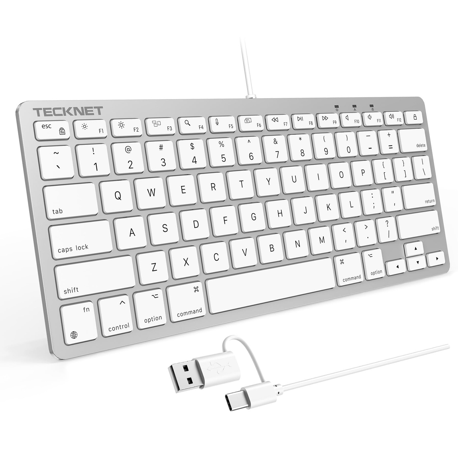 TECKNET Wired Keyboard for MacOS Devices with Dual Interface, Slim Mac Keyboa...