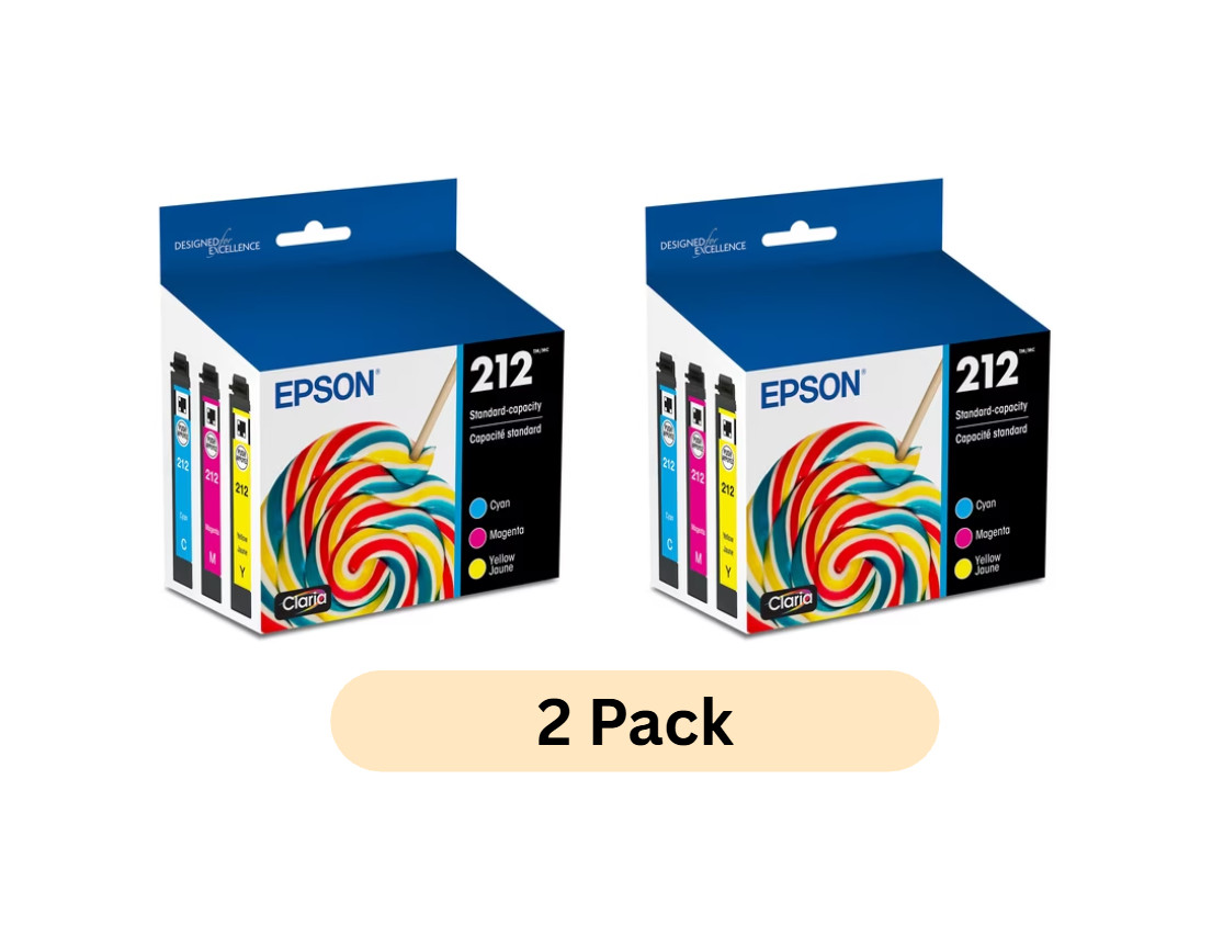(2 Pack) EPSON 212 Claria Ink Standard Capacity Color Combo Pack (T212520-S)