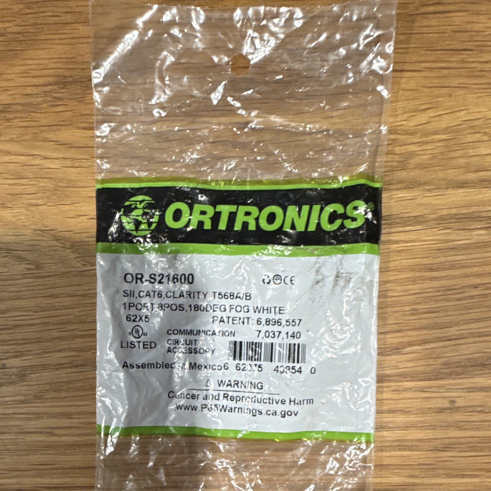 Ortronics OR-S21600 Clarity Cat6 RJ-45 Keystone Jack, T568A/B, Fog White