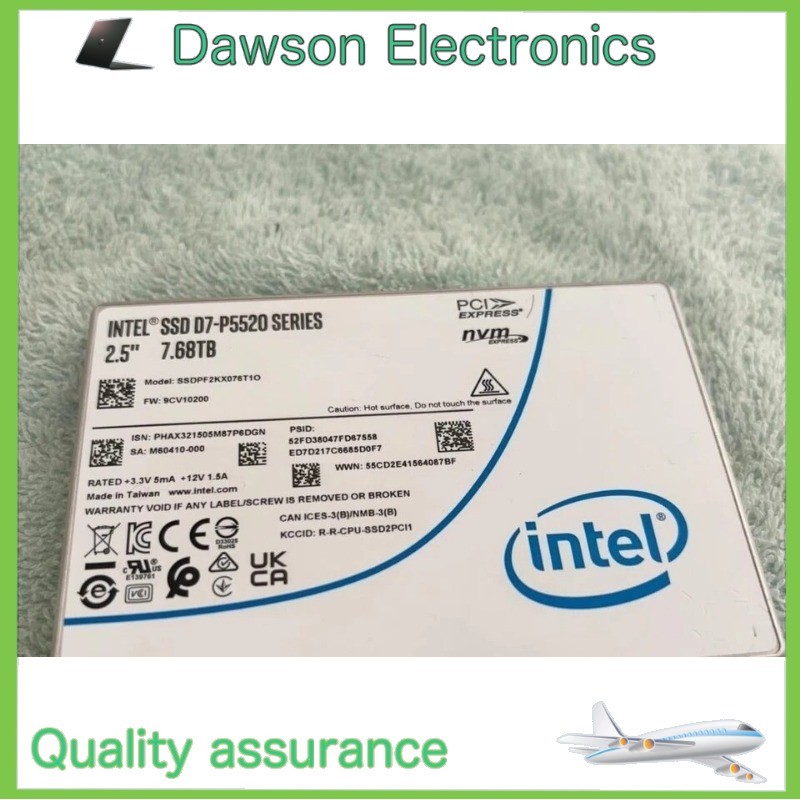 SSDPF2KX076T1N1 Intel P5520 7.68TB SSD U.2 PCIe4.0 X4 14.0PBW Solid State Drive
