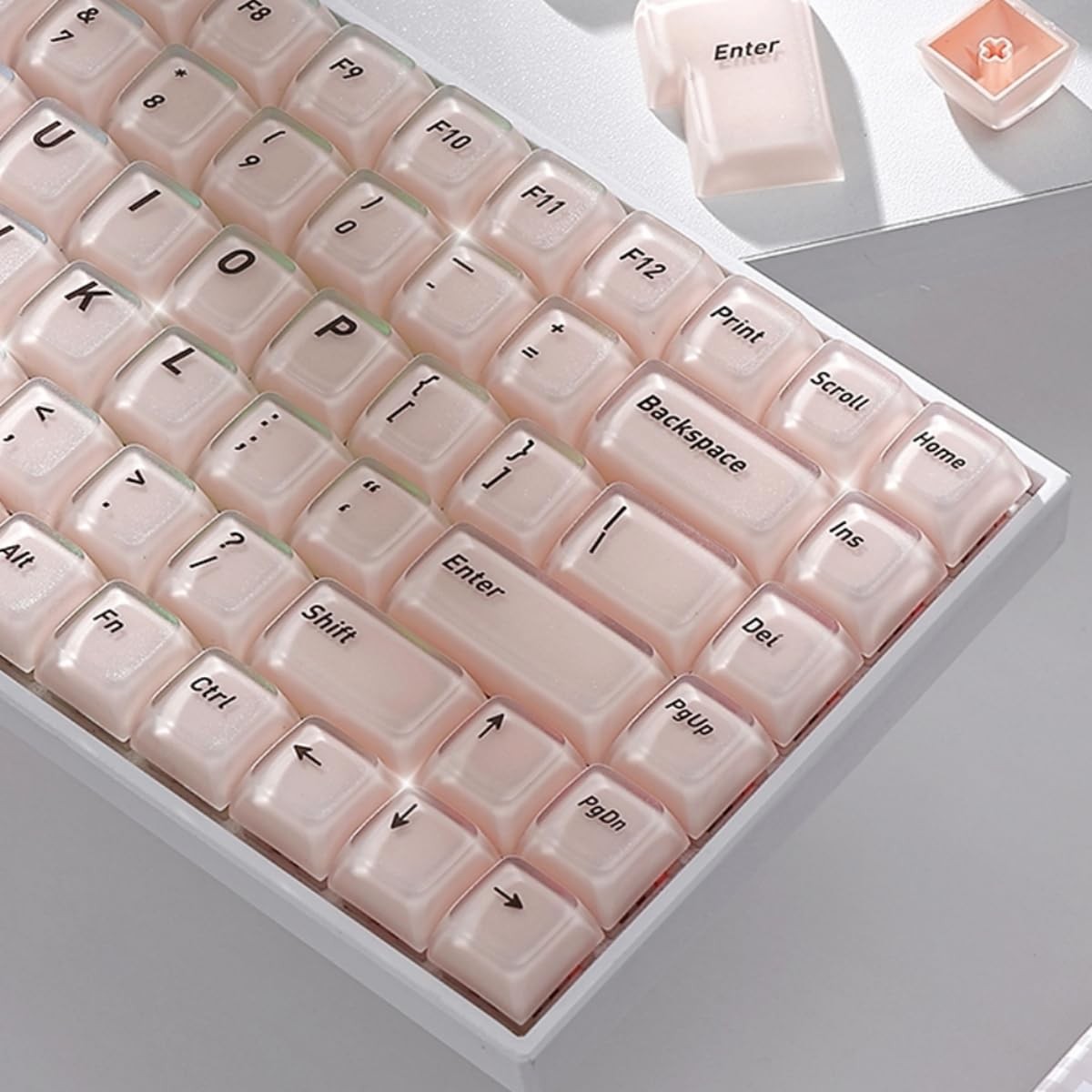 Thick Jelly Pink Foundation Frosted Keycaps CSA Profile US/UK Layout 1 Set