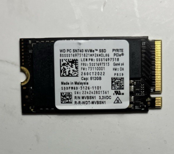 WD PC SN740 NVMe 512GB SSD M.2 2242 PCIe SDDPMQD-512G-1101 | 99% HEALTH