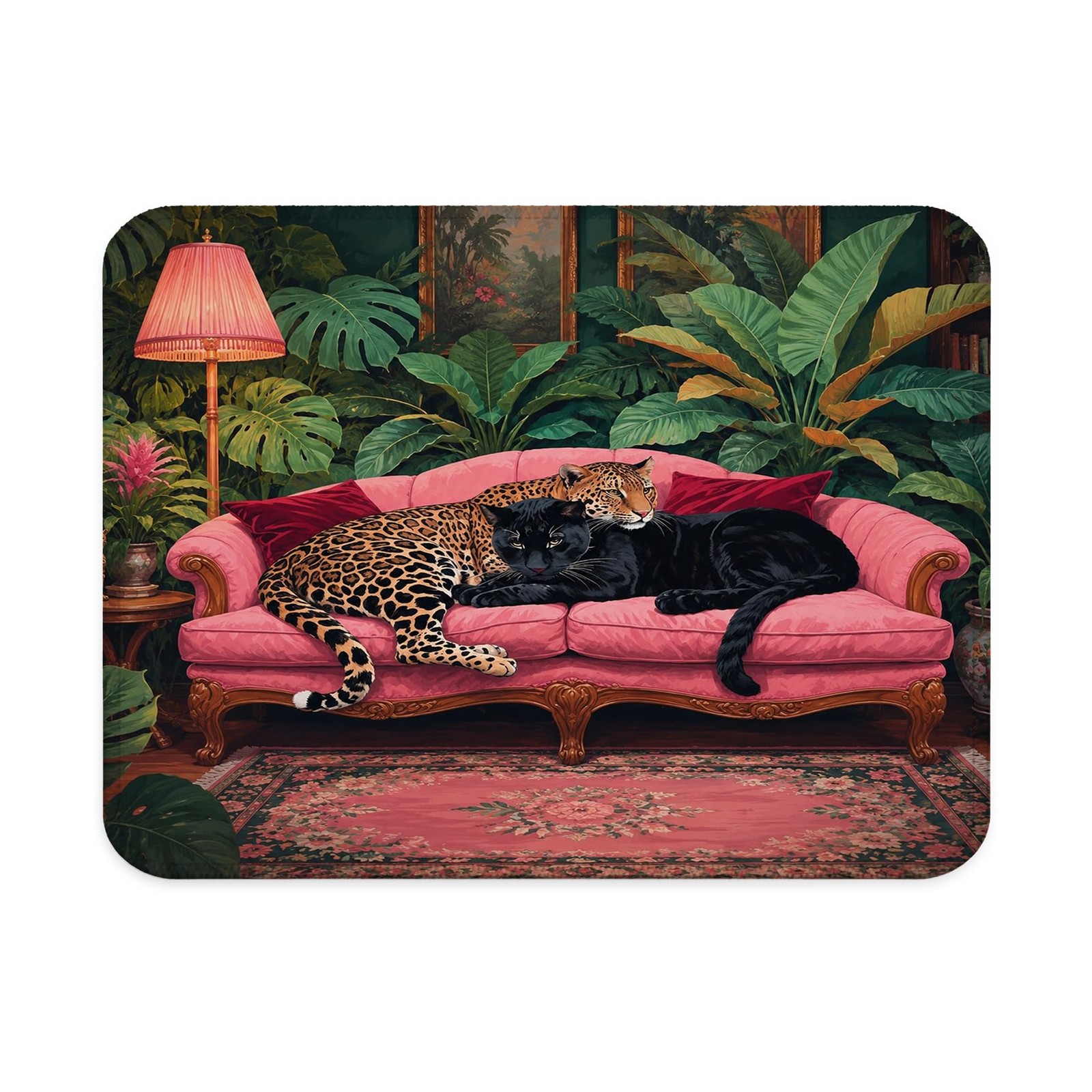 Maximalist Leopard and Black Panther Mouse Pad 9.5x7.9 Inch