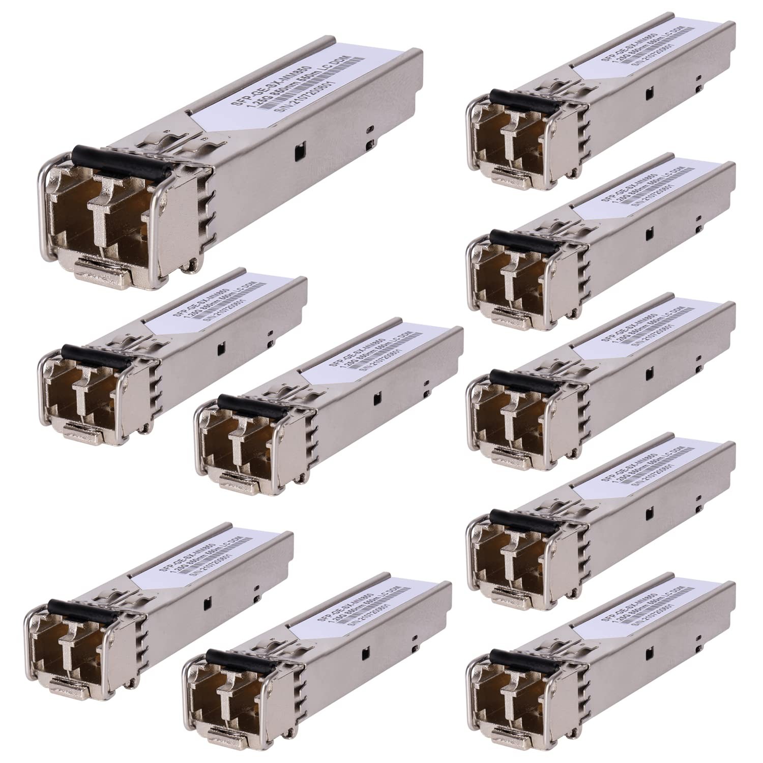 10Pack 1.25G 850nm Multimode SFP LC Transceiver Fiber Module 550 Meters 1000B...