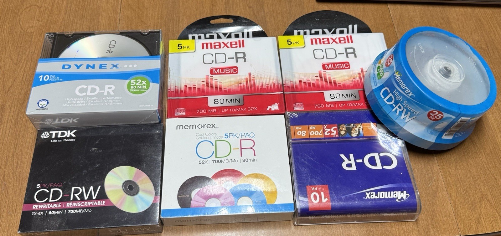 NEW x65 Total Blanks CD-R Mixed Lot Memorex Maxell Dynex TDK 80 Minutes Cases