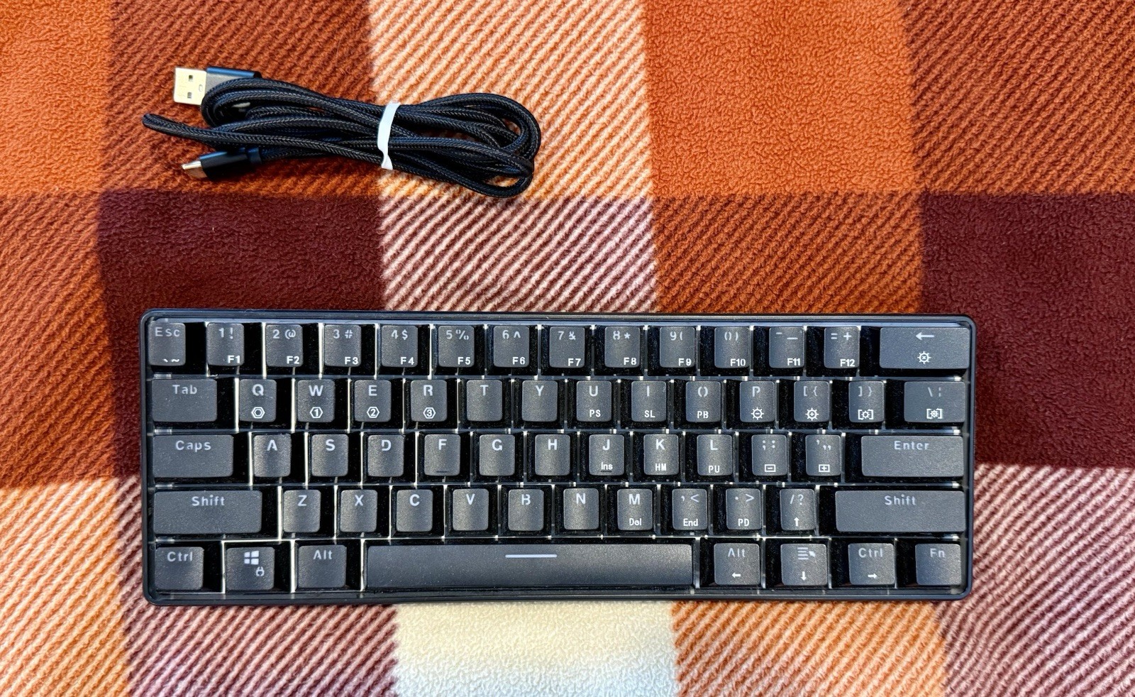 60% Compact Gaming Keyboard - Gateron Optical Red Switch - Black - Works Great