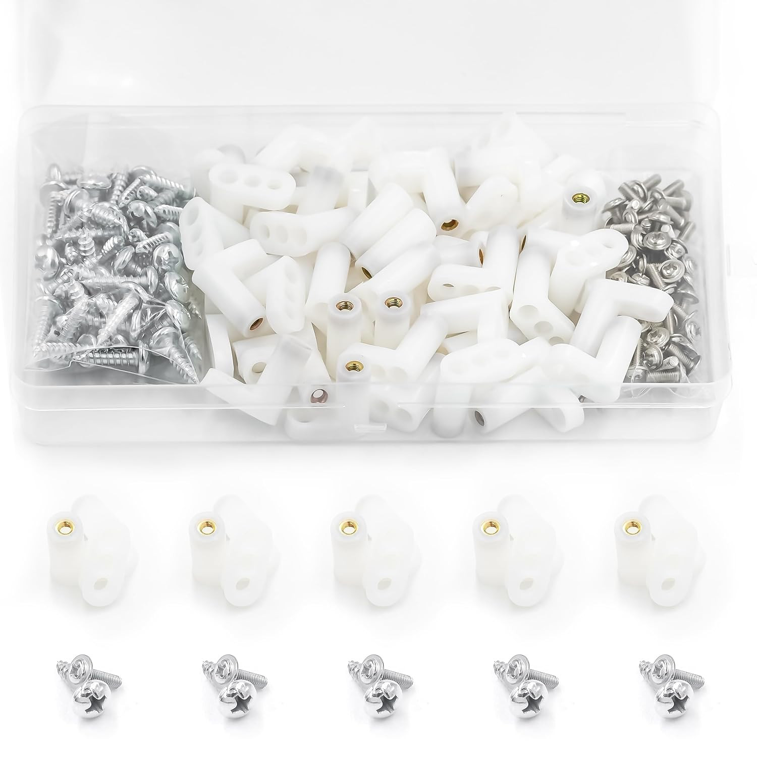 50 Pcs Plastic PCB Standoffs Mounting Feet with Screws, L-Shaped