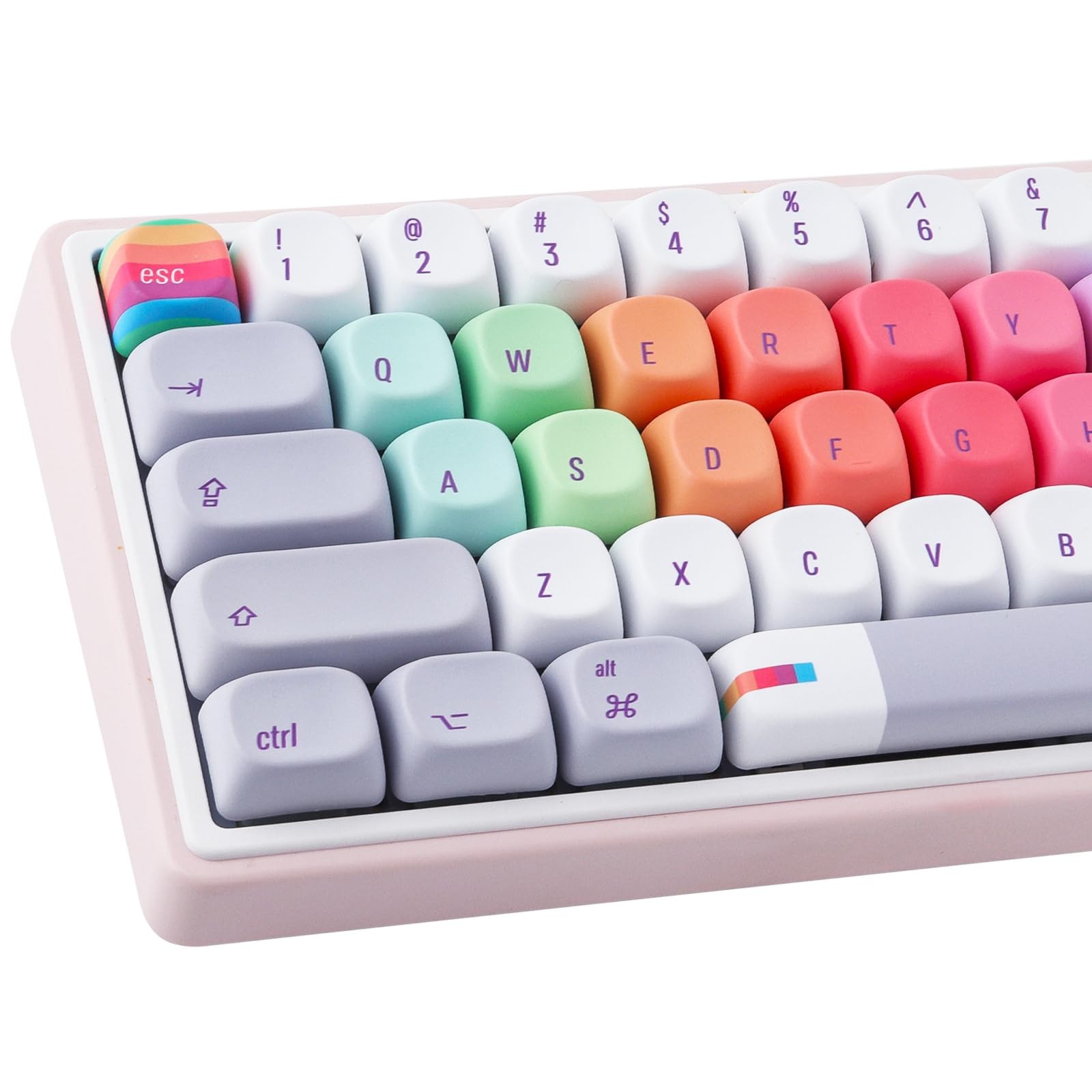 MOA Profile Keycaps 131 Keys Gray Rainbow Candy PBT Custom Keycap Set