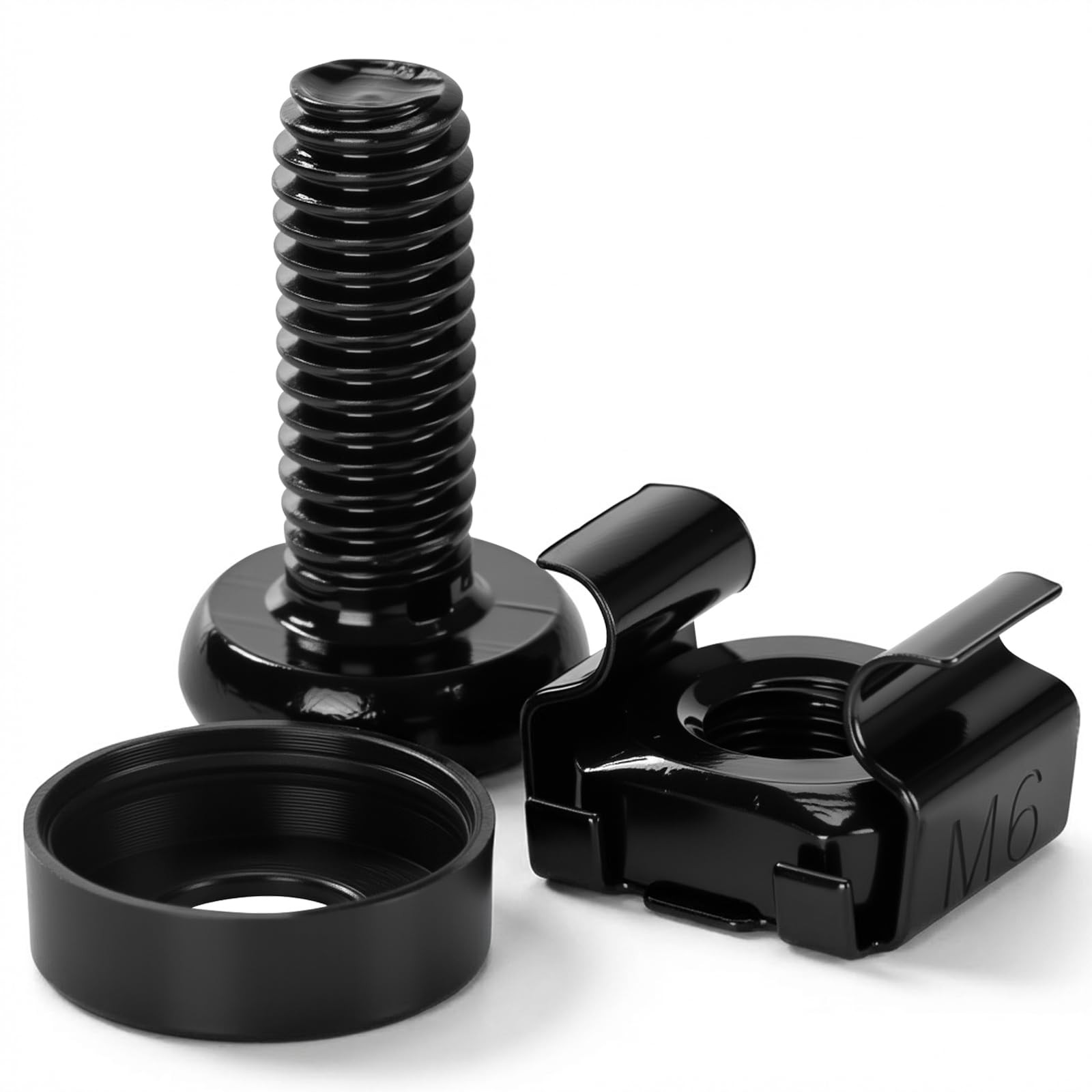 RVIEVJP 50 Pack M6 x 16mm Rack Mount Cage Nuts, Screws & M6×16MM, Black 