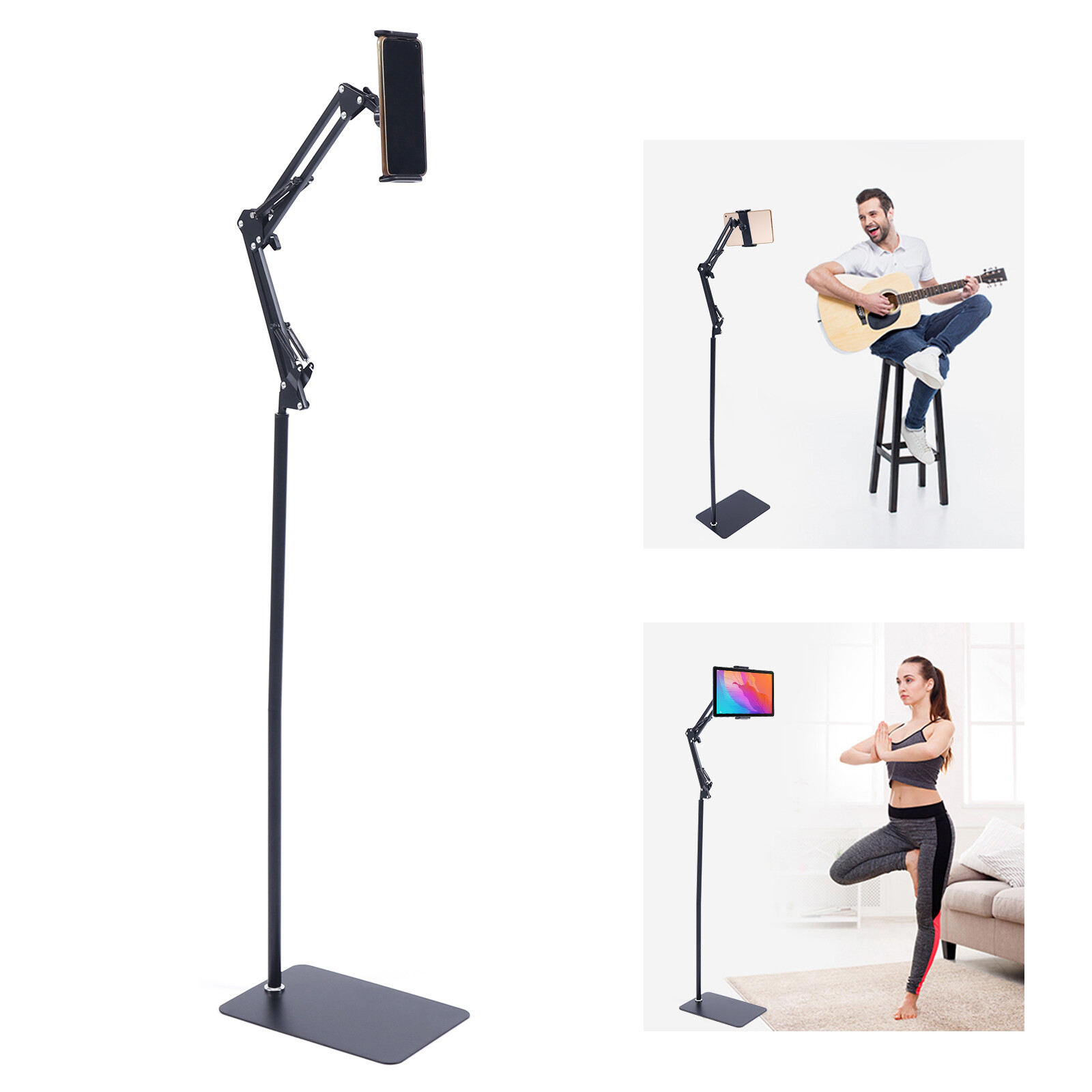 Universal 360° Adjustable Tablet Holder Floor Stand Clamp for 4-17cm Phone iPad