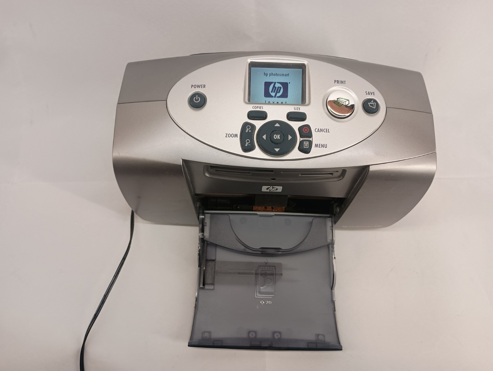 2002 HP Photosmart 230 Desktop Photo Printer Powers ON No Paper To Test
