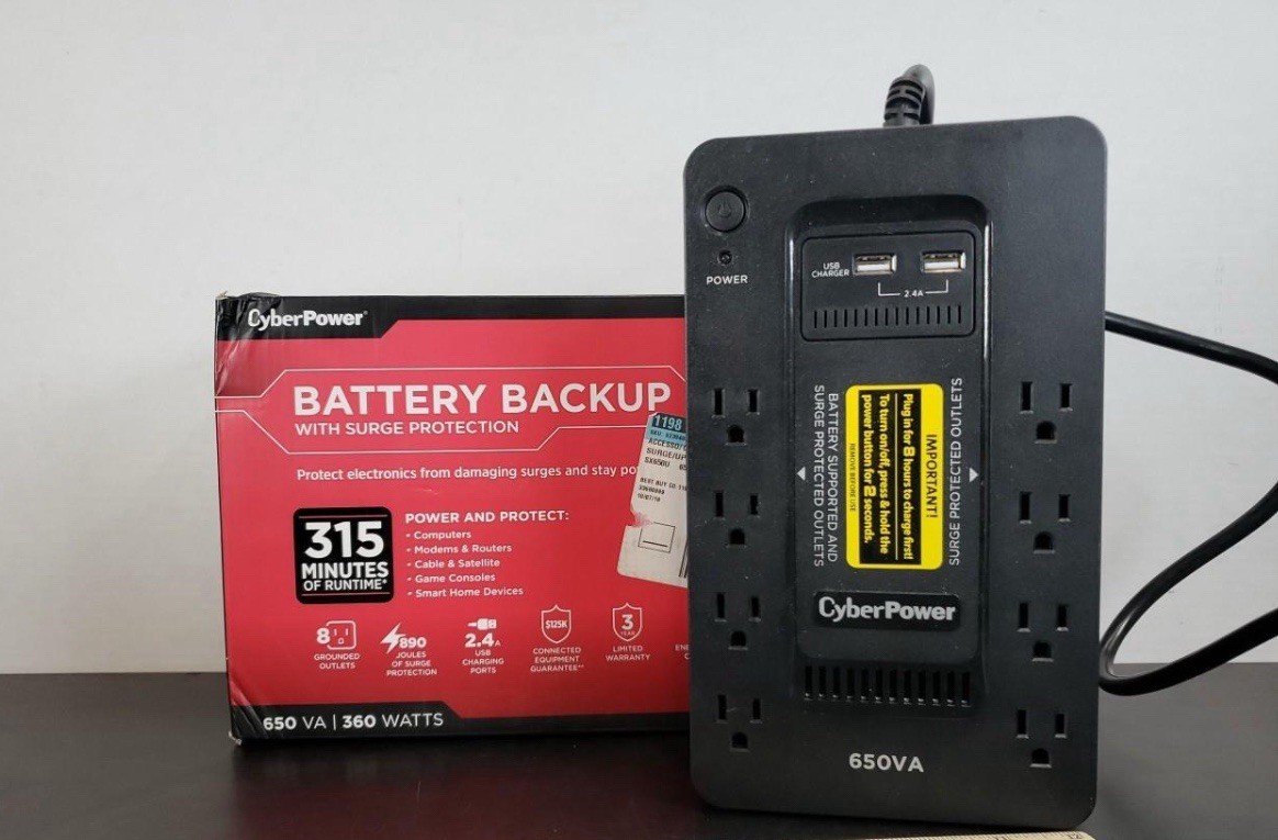 CyberPower 650VA/360W GreenPower UPS Battery Backup - Black - SX650U ( Used )