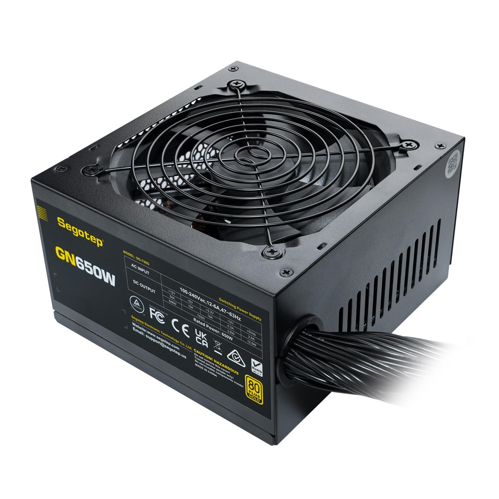 Segotep 650W 80 Plus Gold Certified Non-Modular ATX Power Supply with 6+2 Pin Co
