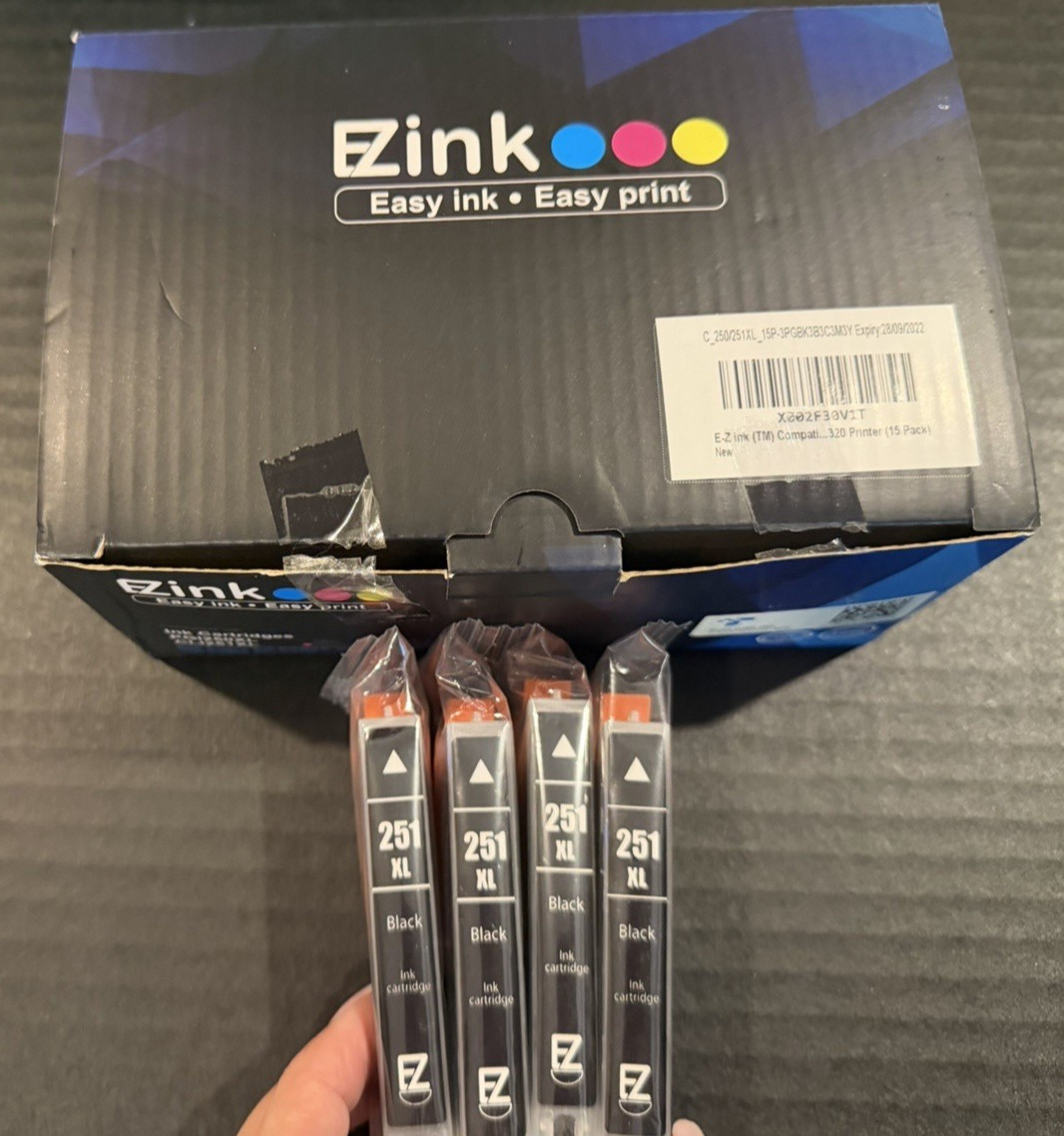 FOUR Brand New EZInk Compatible Canon Ink Cartridges Black 251XL - Sealed