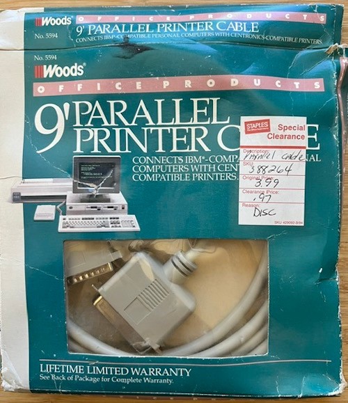 Woods 9' Parallel Printer Cable 25-Pin Male to 36-Pin Male