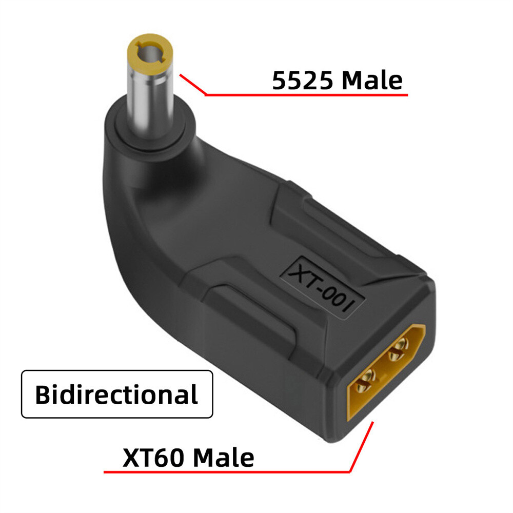 XT60 Male to DC 5.5x2.5mm Male Fast Charging Angled Adapter for RC Lipo Battery