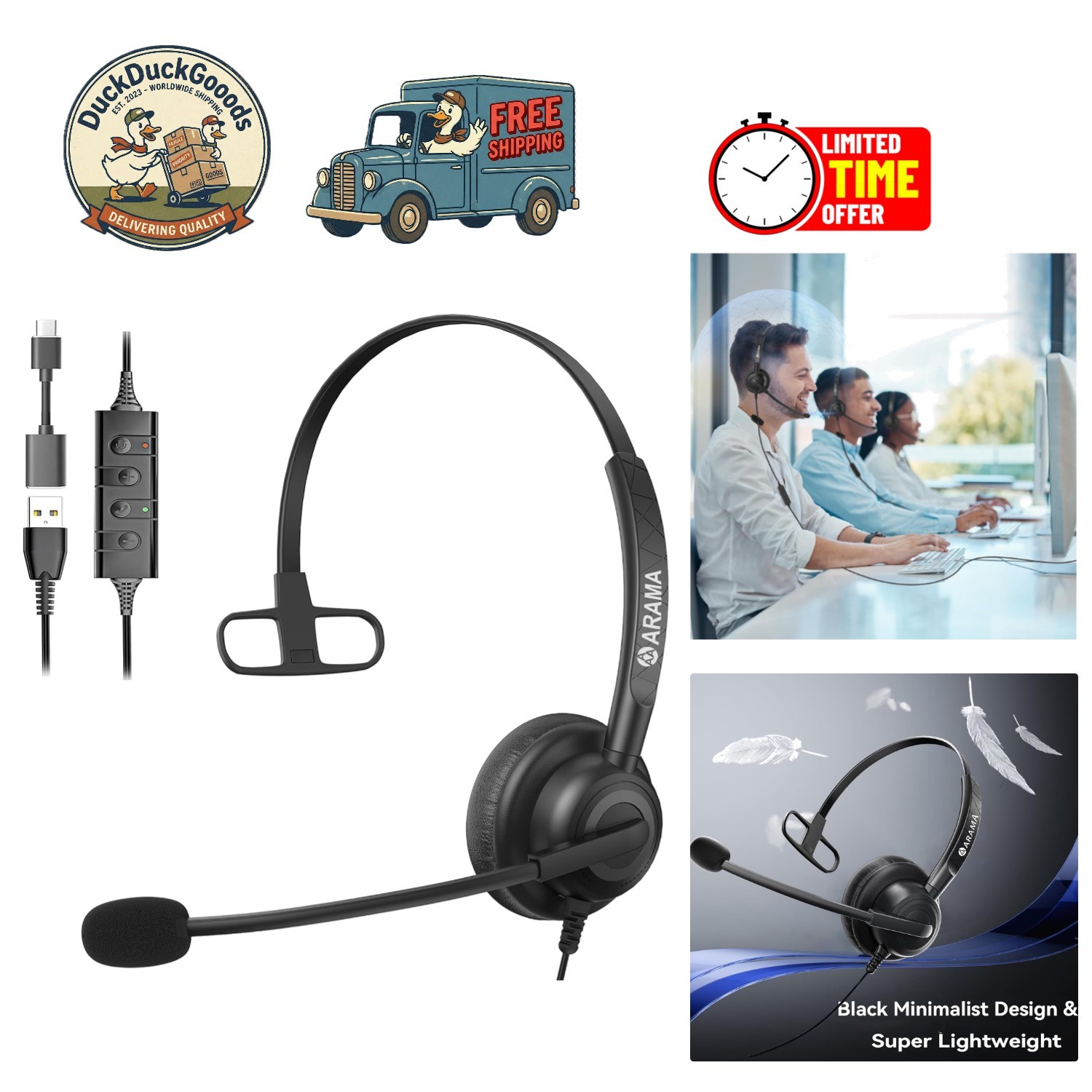 USB Wired Headset with Comfortable Ear Pad and Noise Isolation for Home Office