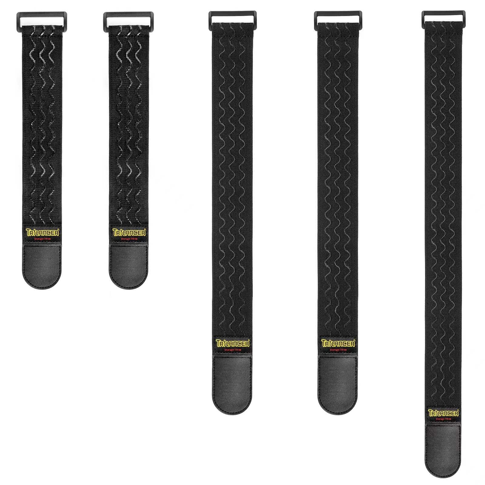 Trilancer Elastic Cinch Straps 5-Pack 3 Sizes Anti-Slip Heavy-Duty Hook Loop