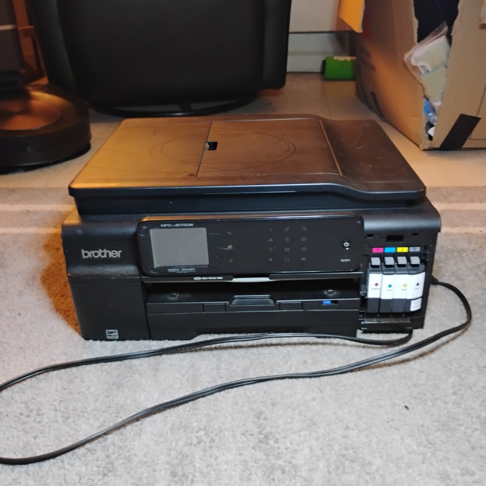 Brother MFC-J870DW Wireless All-in-One Inkjet Printer Scanner No Ink Lid Tested