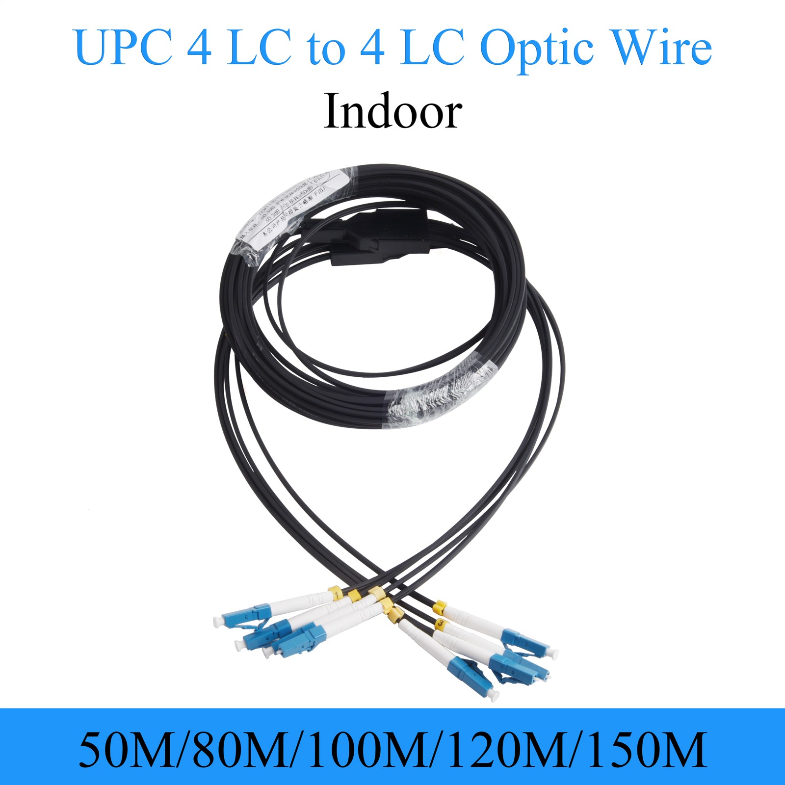 4-Core LC-UPC to LC-UPC Single Mode Fiber Optic Patch Cord, Indoor  80M-300M