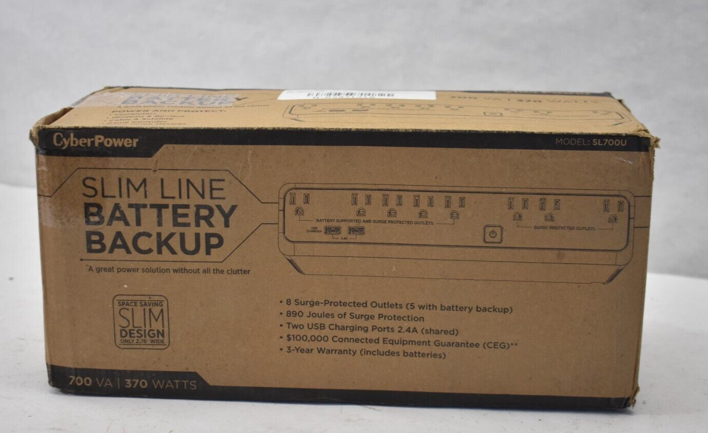 CyberPower Standby UPS System 700VA/370W 8 Outlet Slim Profile SL700U Black