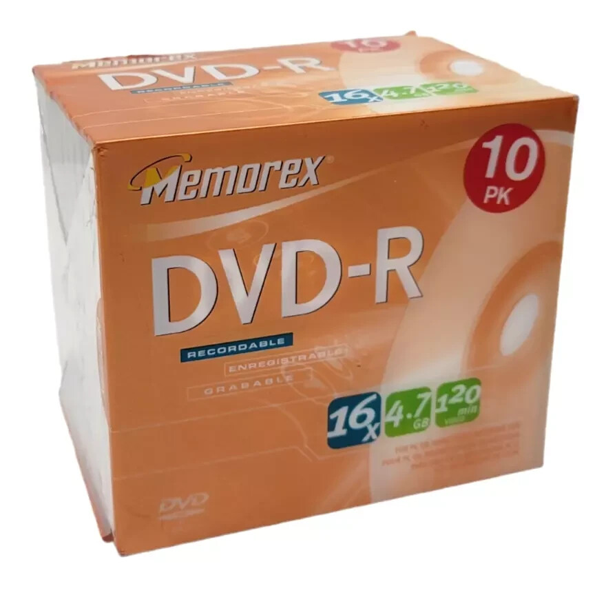 Memorex DVD-R Recordable 16x / 4.7GB / 120 Min Video NEW 10 Pack