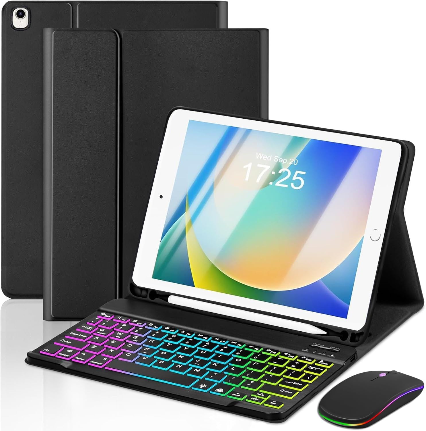 Case for iPad 9th 8th 7th Gen 10.2 inch, Detachable USB-C Keyboard with Pen Slot